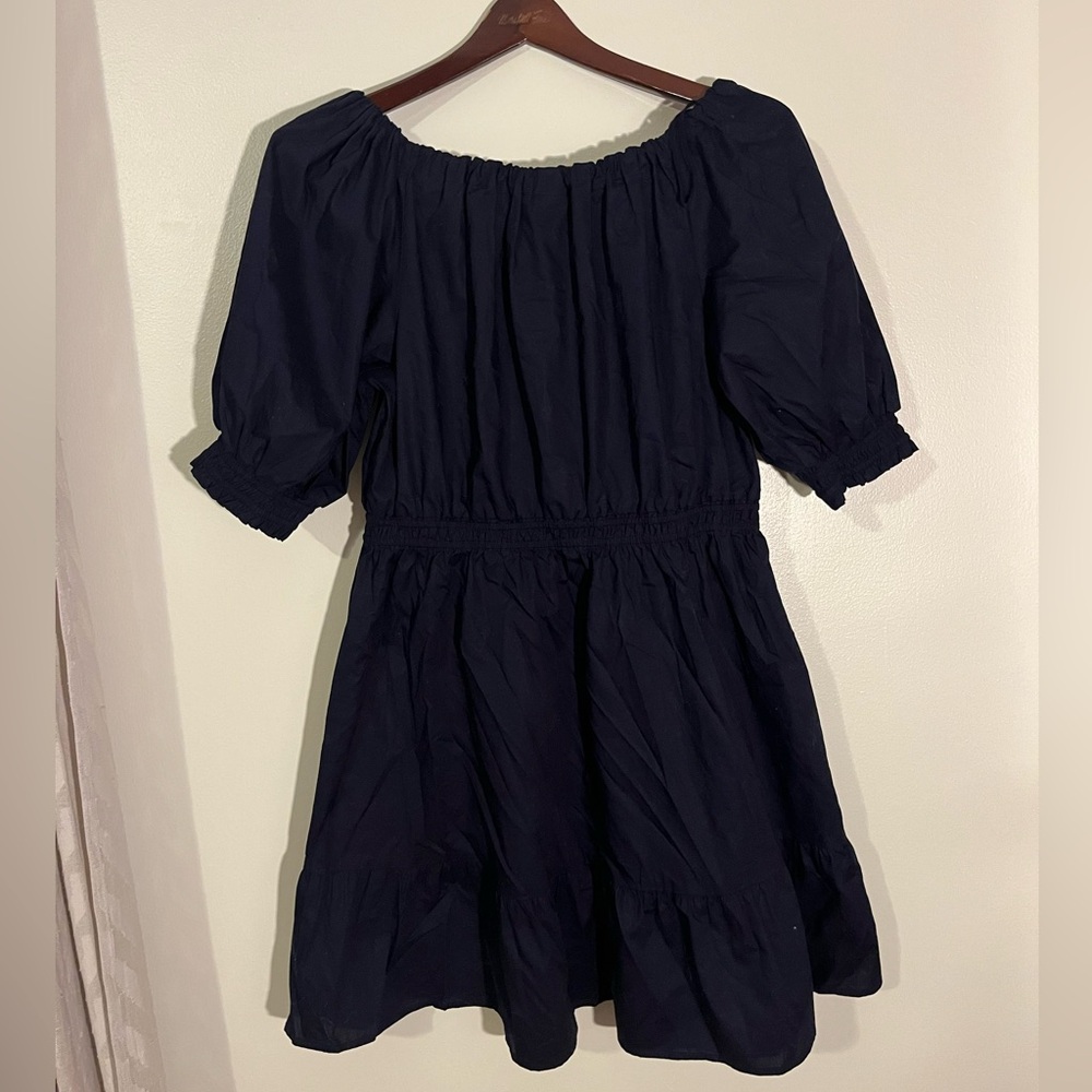 NWT Brand New GAP Sz L Navy Off-Shoulder Fall Dress